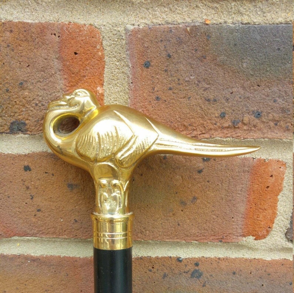 Antique Brass Hercules Poirot Swan style Handle Vintage walking cane stick A7