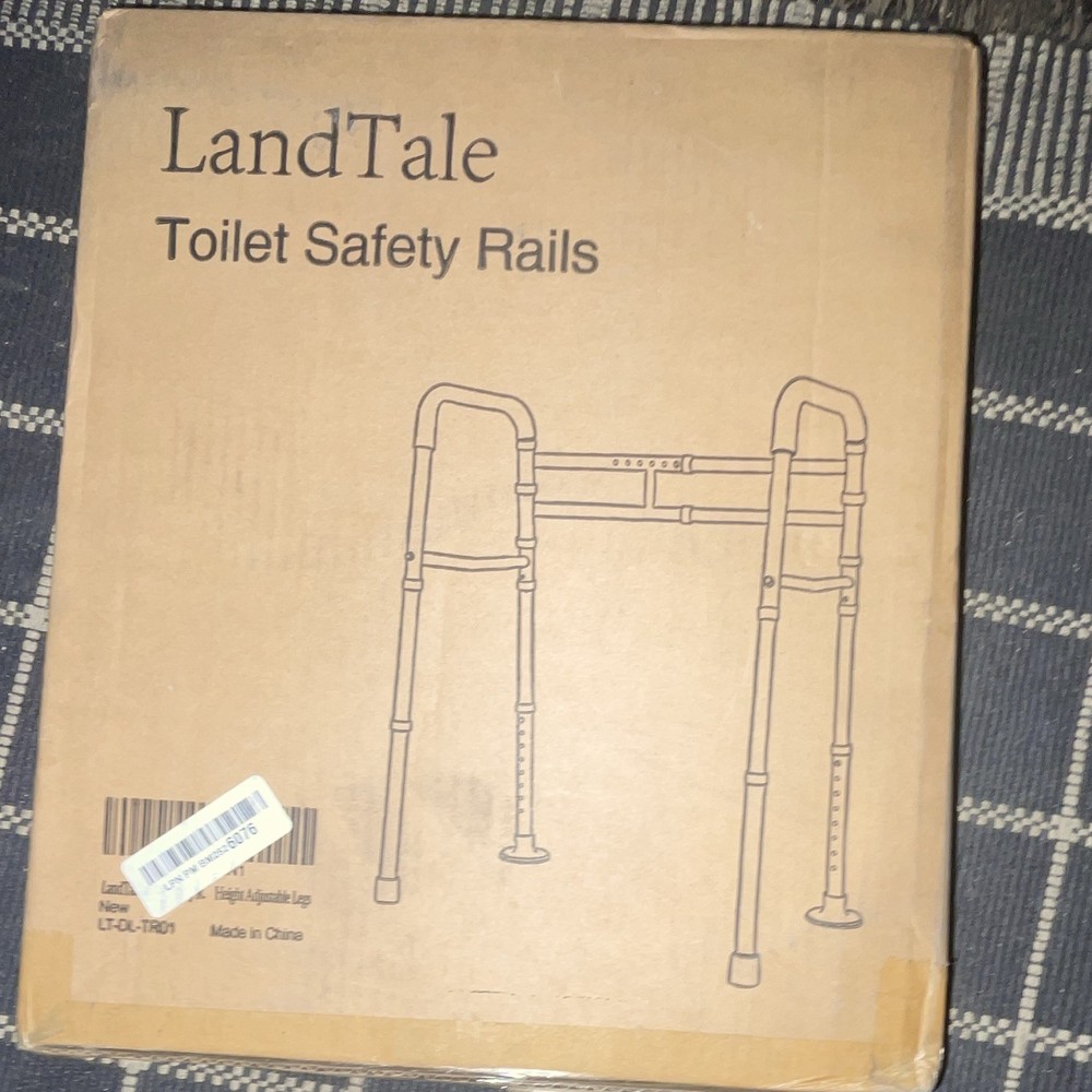 LandTale Adjustable Height Toilet Rail, Aluminum 300 lb ADA White LT-QL-TR01