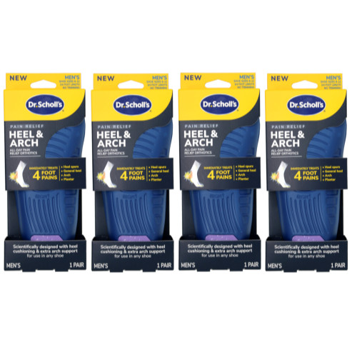 Dr. Scholl’s Orthotics for Heel Pain – Men Size 8-12, 1 Pair – Pack of 4