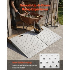 Aluminum Wheelchair Threshold Ramp 29.5×24.3Inch 750LBS Non-Slip