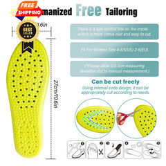 WLLHYF 1 Pair Memory Foam Shoe Insoles, Prevent Foot Odor Men: US 8-9.5, Gray