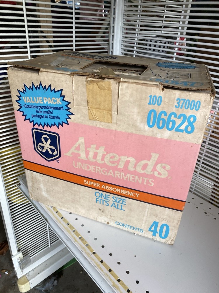 Vintage Original ATTENDS BOX Super Absorbency Diaper Briefs Value Pack BOX ONLY