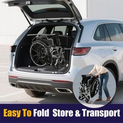 Folding Manual Transport Wheelchair, 20 “ Seat With Front and Rear Locking Hand