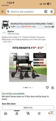 BigAlex Extra-Wide 2-in-1 Rollator/Transport Chair Foldable Seat Red