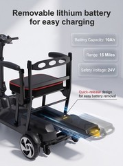 Lightweight Mobility Scooters for Seniors Removable Battery & Quick Fold Design