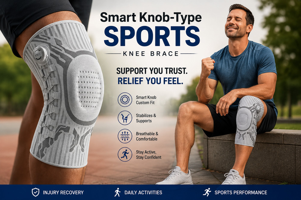 KnobType Sports Knee Brace For Joint Pain Meniscus Adjustable Hiking Sports