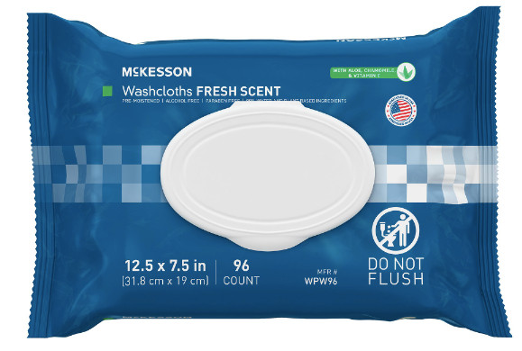 McKesson Personal Cleansing Wipes 576 Count Disposable Washcloths Bulk Pack
