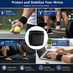 Wrist Support Brace Wrap Adjustable Strap for Gym Sports Left Right Hand