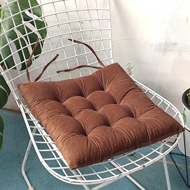 Corduroy Strap Cushion Solid Color Office Chair Cushion Soft and Comfortable But