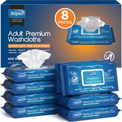 Hypoallergenic Adult Cleansing Wipes with Aloe & Vitamin E – 400 Pack of 8″x12″