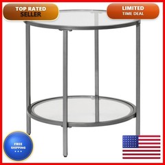 Sd Studio Designs Camber Elite Metal And Glass Round End Table 20 Inches 72055