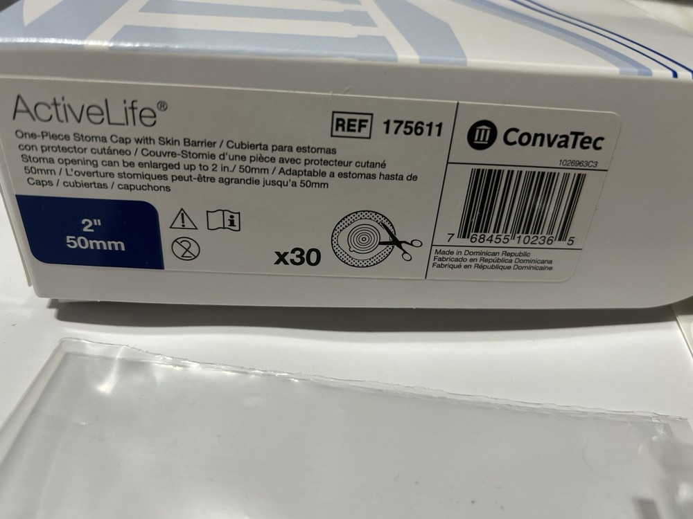 Convatec ActiveLife One Piece Stoma Cap #175611 Box of 30 NEW FREE SHIPPING!