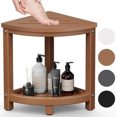 Corner Shower Bench HDPE Waterproof Double Layer Adjustable Feet Anti Slip New