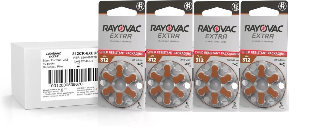 Rayovac Size 312 Extra Advanced Mercury Free Hearing Aid 8 Count (Pack of 10)