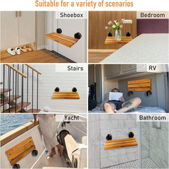 20 Inchs Teak Folding Shower Seat Wall Mounted,Fold down Shower Bench for Small