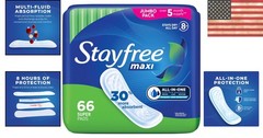 66 Count Wingless Maxi Pads – All-Day Comfort & Protection for Heavy Flow