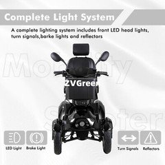 4 Wheels Senior Travel Electric Mobility Scooter 800W Motor 500lbs 31miles