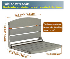 Wall Mounted Folding Shower Seat 17.5″ Fold Down Shower Bench Gray