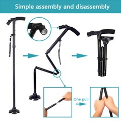 Extendable 5-Levels Adjustable Height LED Walking Cane Retractable Walking Stick