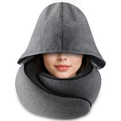 MIAGLACE Travel Pillow with Hood (Dark Gray) – for Airplane Dark Gray,