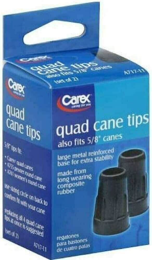 Carex Quad Cane Tips Also Fits 5/8 Inches Canes Large Metal Reinforced Base 2ct
