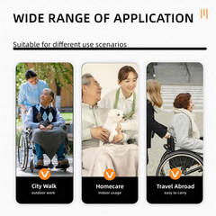 Foldable Transport Wheelchair for Adults Lightweight Aluminum 24″ PU Tires