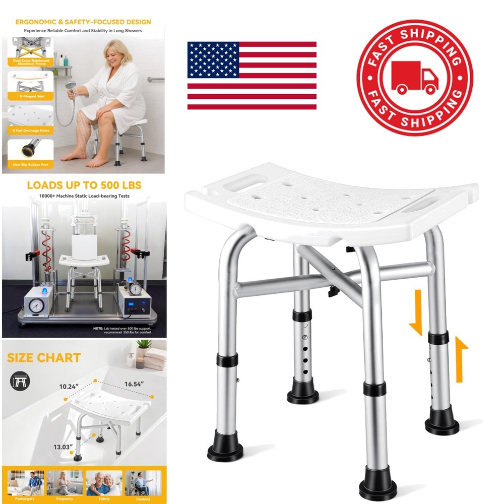 Heavy Duty Shower Chair for Inside Shower 500 Pounds Adjustable Height Stool
