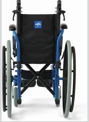 Medline Manual Wheelchair Foldable Blue Adjustable Footrests Padded Armrest