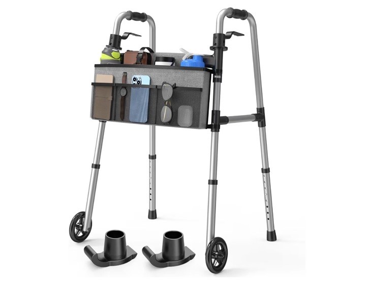 Loyoda Folding Walker with Basket and Glide Skis, 5″ Wheels Lightweight
