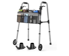 Loyoda Folding Walker with Basket and Glide Skis, 5″ Wheels Lightweight