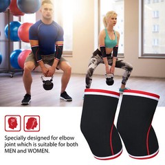 2x Elbow Compression Sleeves Neoprene 5mm Weightlifting Gym Power Weight lifting