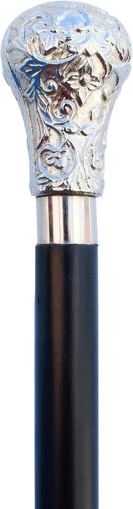 Bat Masterson Brass Walking Stick 37 In Silver Knob Handle Victorian Wood Cane