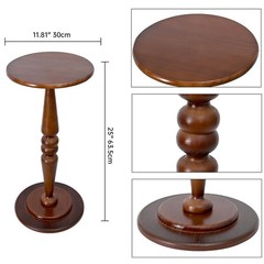 Swallowliving Round Pedestal Side Pine Wood Drink For Small Spaces 25 Tall