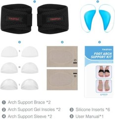 Tikaton Arch Support Brace 12 PCS Adjust Plantar Fasciitis Cushions Pain Relief