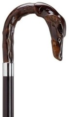 RUSSIAN HOUND DOG BROWN CROOK HANDLE WOODEN WALKING CANE STICK MADE IN ITALY!