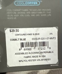 Tommie Copper Men’s Cobalt Blue Contoured Knee Sleeve 2XL New