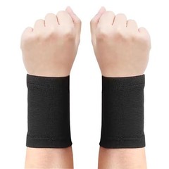 1 Pair Black Wrist Compression Sleeve Elastic Wrist Support Brace for Sports