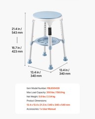 VEVOR Swivel Shower Chair 360° Rotating Bath Seat for Inside Showers or Tubs