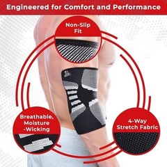 Elbow Compression Sleeves Pair for Tendonitis Tennis Golfers Elbow Support