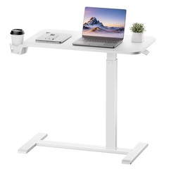 Adjustable Overbed Bedside Table with Wheels, Pneumatic Mobile Rolling Laptop…