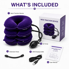 Cervical Neck Traction Device – Inflatable Purple Velvet Support Collar