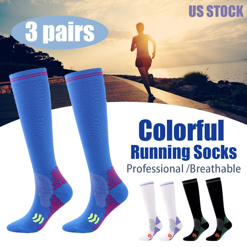 3 Pairs Compression Stockings 20-30 mmHg Medical Grade-Ⅱ Socks Black+Blue+White