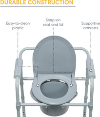 350Lb Commode Chair Bundle with Seat Cushion for Wheelchairs