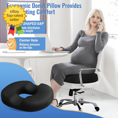 Donut Seat Cushion Memory Foam Tailbone Pain Relief Chair Pad Home Office Black