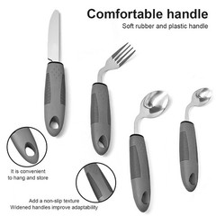 4-Piece Adaptive Utensils Set, 42 Angle Arthritis Aid Silverware for Parkinsons