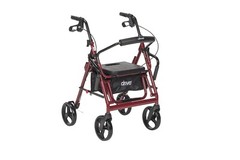 drive Duet Transport Chair Rollator Walker 300 lbs. Aluminum Burgundy 795BU