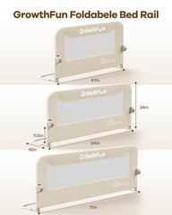 Growthfun Foldable Bed Rail For Toddlers 59In Reinforced Carbon Steel