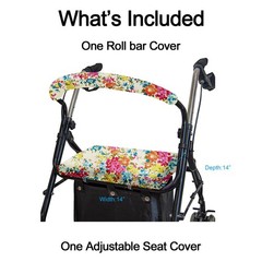Rollator Walker Seat & Backrest Covers Set – Adjustable Yellow Flower