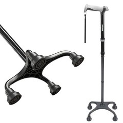 Rehand Quad Canes, Walking Cane for Men & Women with Ergonomic Natural Black
