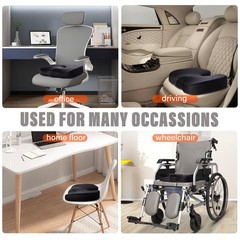 Memory Foam Seat Cushion for Office Chair & Car – Tailbone Pain Relief Pad, Gift